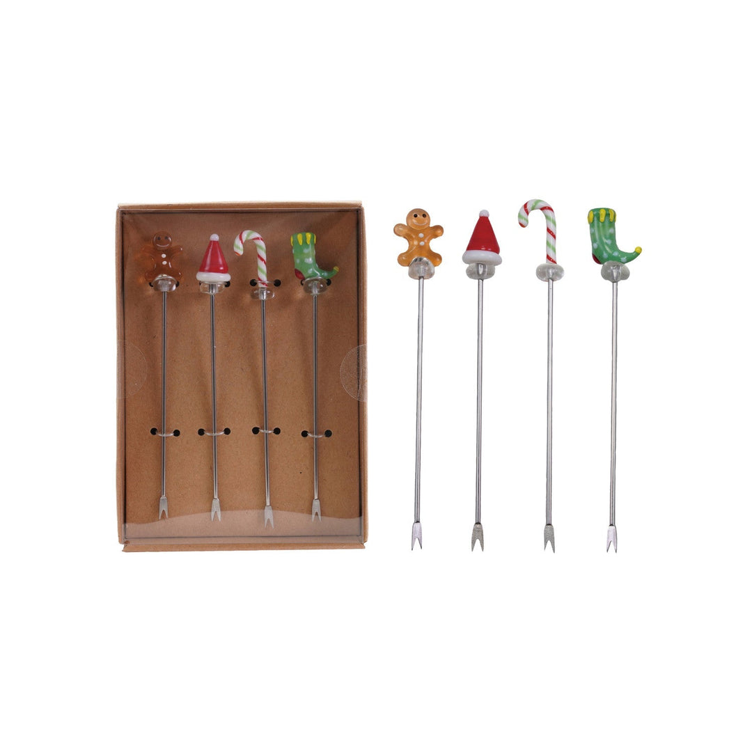 Appetizer Picks with Hand - Blown Glass Icons - Something Splendid Co.