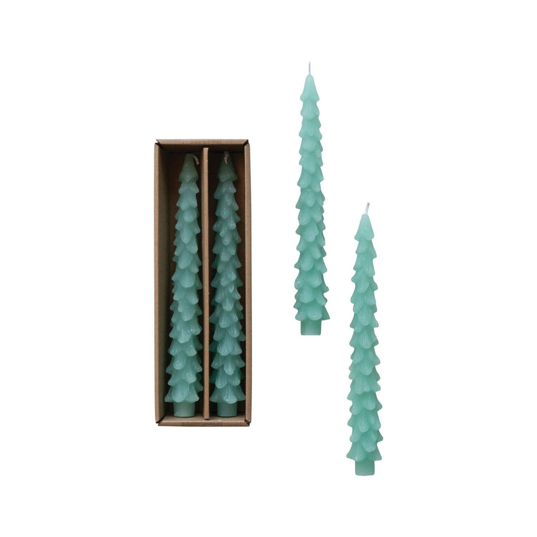 Aqua Tree Taper Candles, Set of 2 - Something Splendid Co.