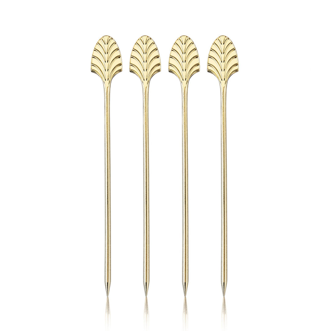 Art Deco Reusable Gold Plated Cocktail Picks Set of 4 - Something Splendid Co.