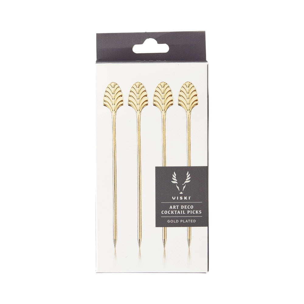 Art Deco Reusable Gold Plated Cocktail Picks Set of 4 - Something Splendid Co.