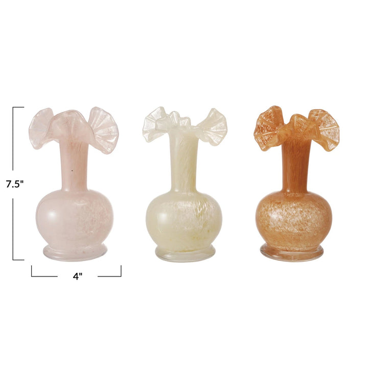 Art Glass Vase with Ruffle, 3 Colors - Something Splendid Co.
