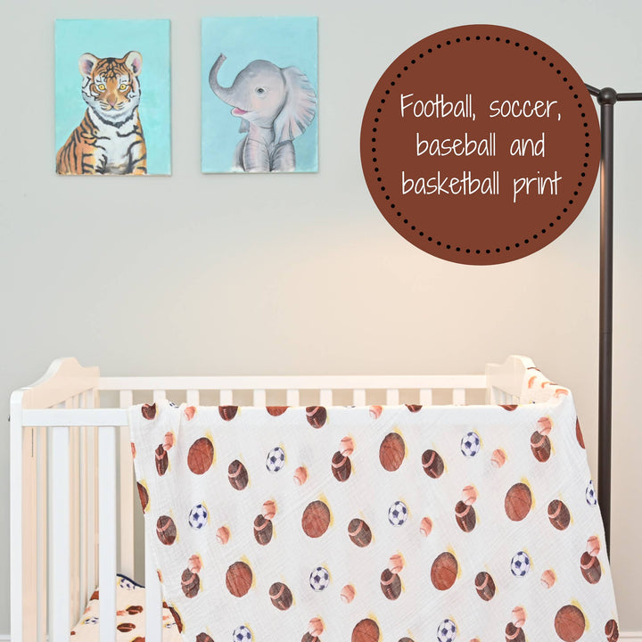 Baby Muslin Swaddle Blanket 47x47 Go Sports! - Something Splendid Co.