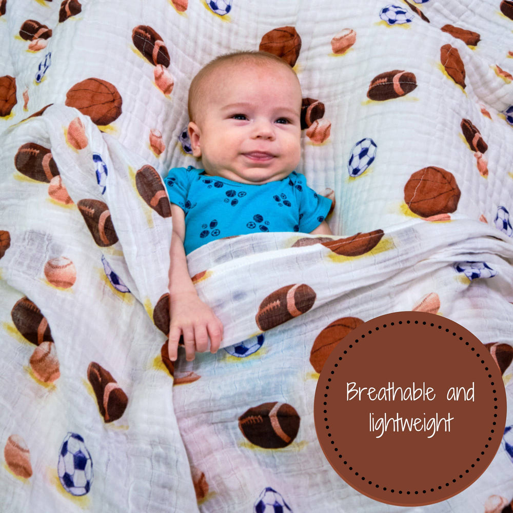 Baby Muslin Swaddle Blanket 47x47 Go Sports! - Something Splendid Co.
