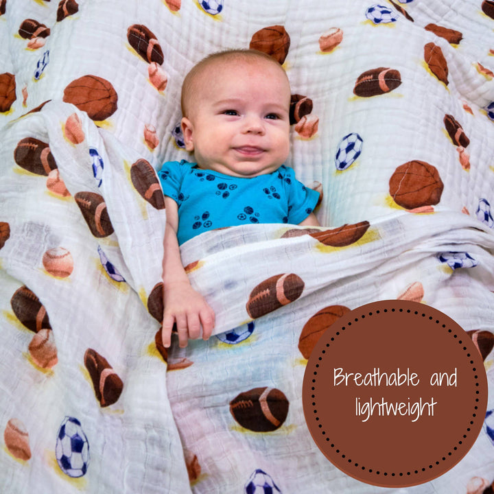Baby Muslin Swaddle Blanket 47x47 Go Sports! - Something Splendid Co.