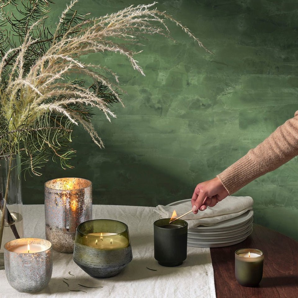 Balsam & Cedar Large Boxed Crackle Glass Candle - Something Splendid Co.