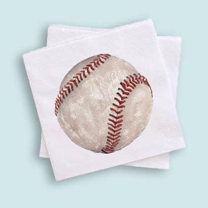 Baseball Watercolor Cocktail Party Napkins - Something Splendid Co.