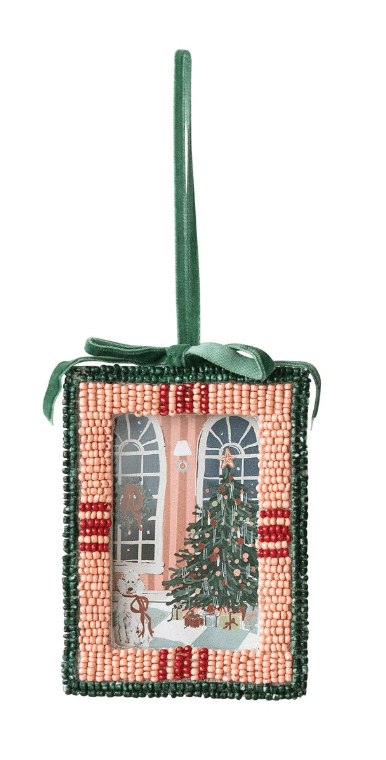 Beaded Photo Frame Ornament with Velvet Bow, 2 Styles - Something Splendid Co.