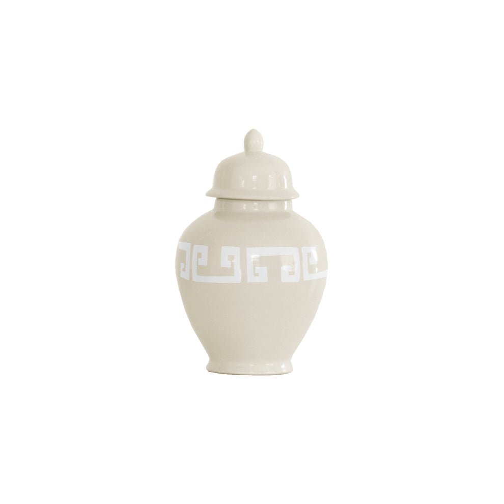 Beige Greek Key Ginger Jars - Thumbnail 3