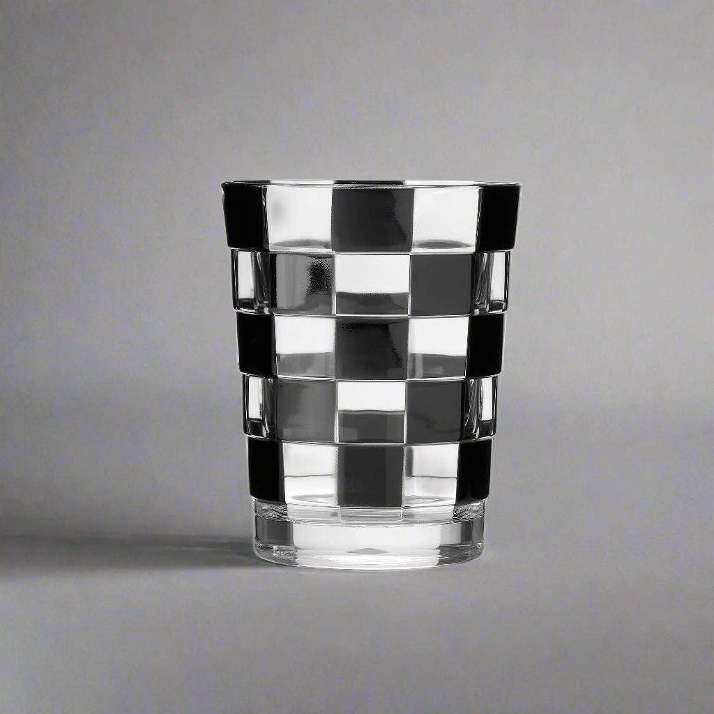 Black Check Acrylic Double Old Fashion - Something Splendid Co.