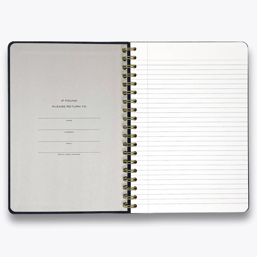 Black Linen Spiral Note to Self Journal - Something Splendid Co.