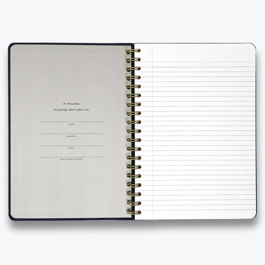 Black Linen Spiral Note to Self Journal - Something Splendid Co.