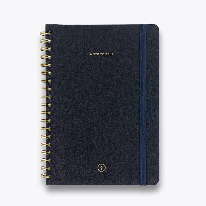 Black Linen Spiral Note to Self Journal - Something Splendid Co.