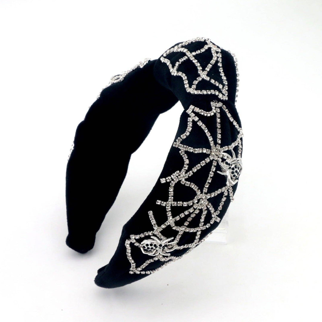 Black Velvet Headband with Crystal Spiderweb - Something Splendid Co.