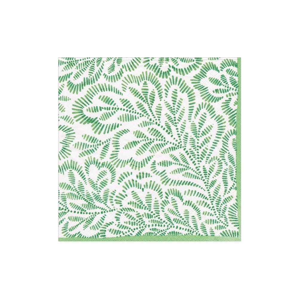 Block Print Leaves Paper Cocktail Napkins - Something Splendid Co.