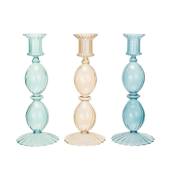 Blown Glass Taper Holder, 3 Colors - Something Splendid Co.