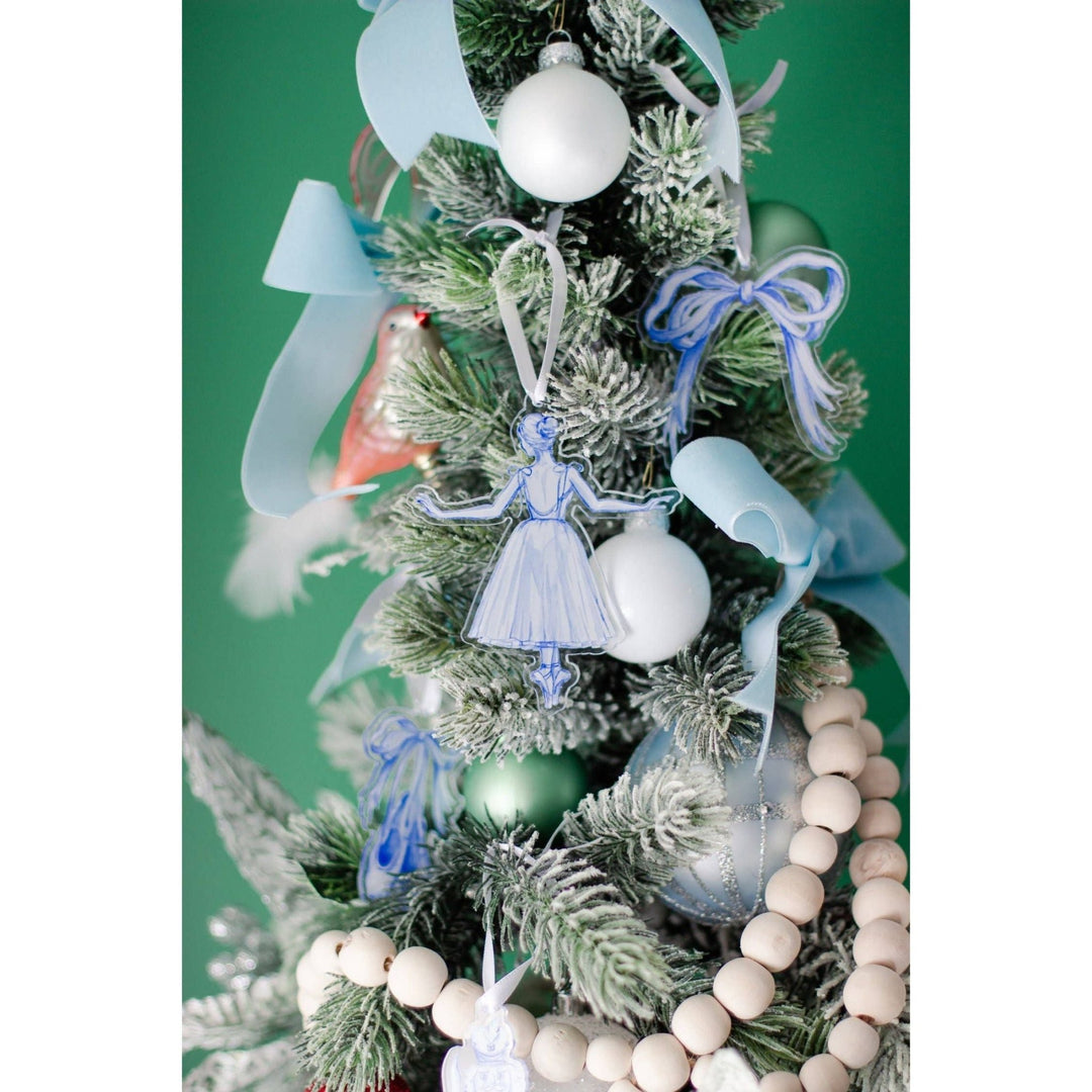 Blue and White Ballerina En Pointe Watercolor Ornament - Something Splendid Co.