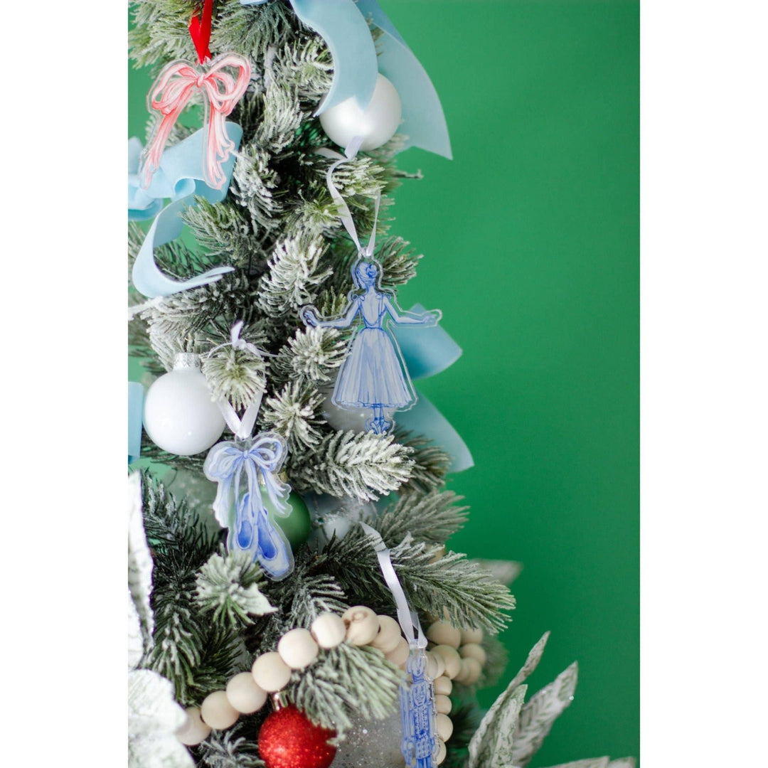 Blue and White Ballerina En Pointe Watercolor Ornament - Something Splendid Co.
