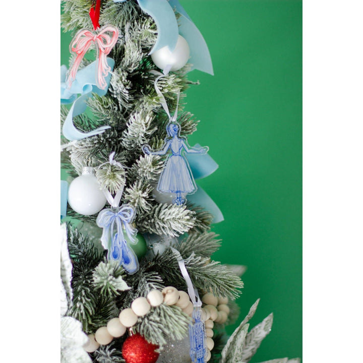 Blue and White Ballerina En Pointe Watercolor Ornament - Something Splendid Co.