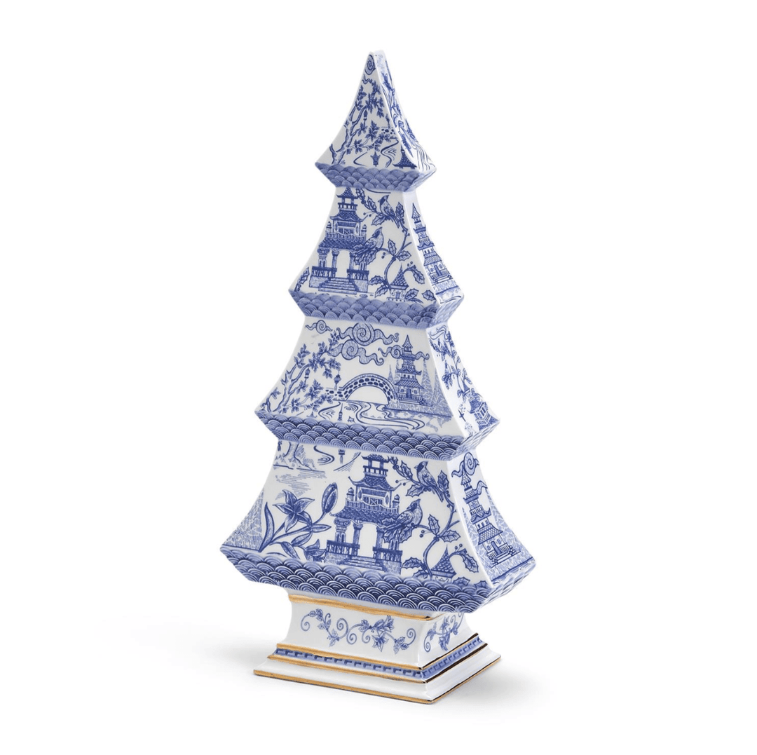 Blue and White Chinoiserie Christmas Tree - Something Splendid Co.