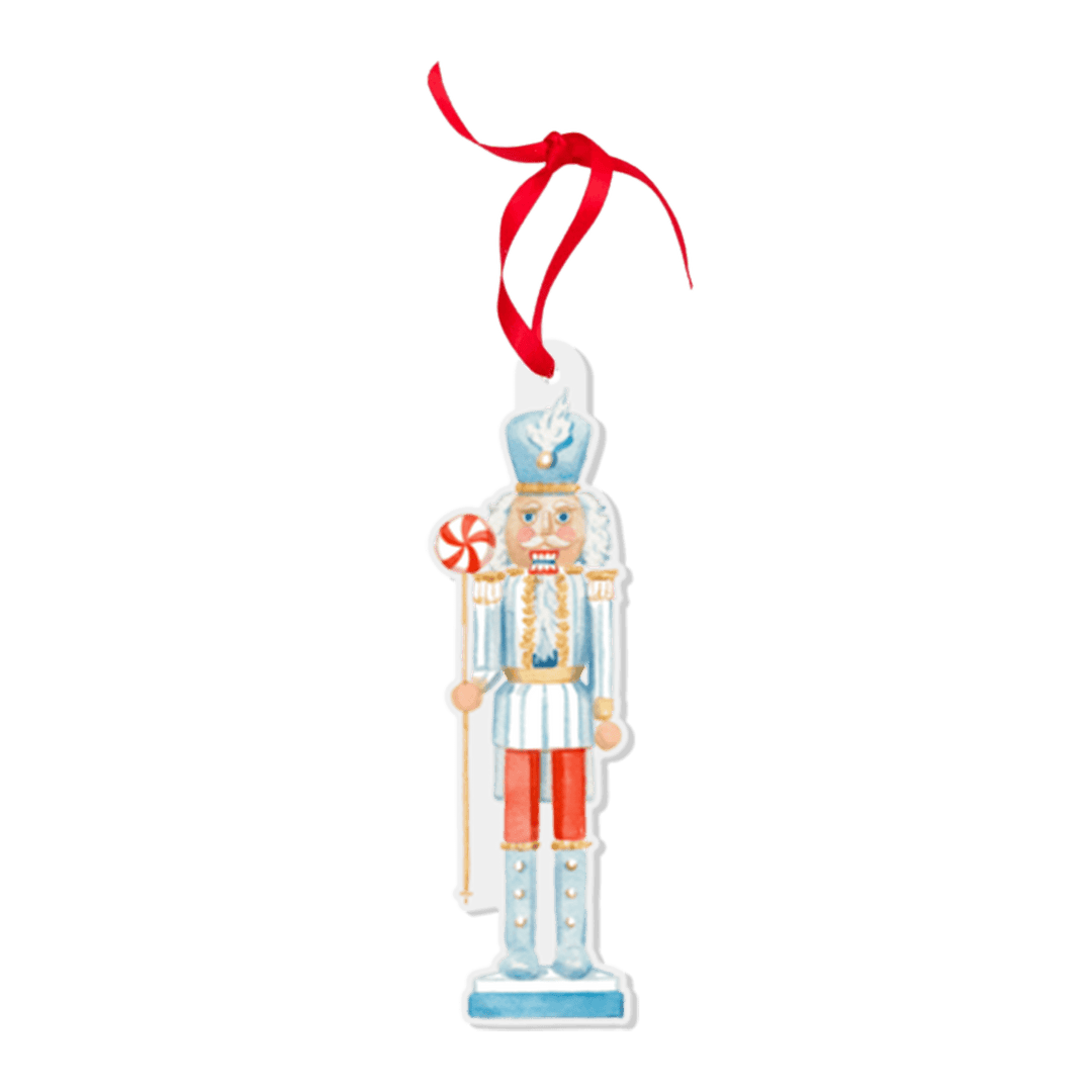 Blue and White Nutcracker Watercolor Ornament: Standard - Something Splendid Co.