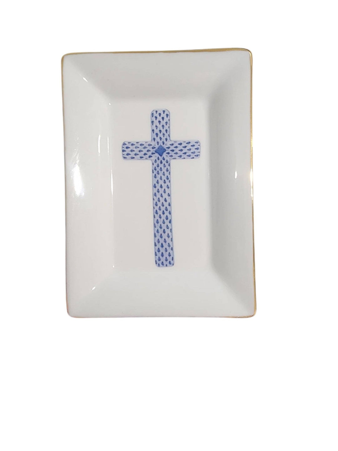 Blue cross on Porceclain trinket tray - Something Splendid Co.