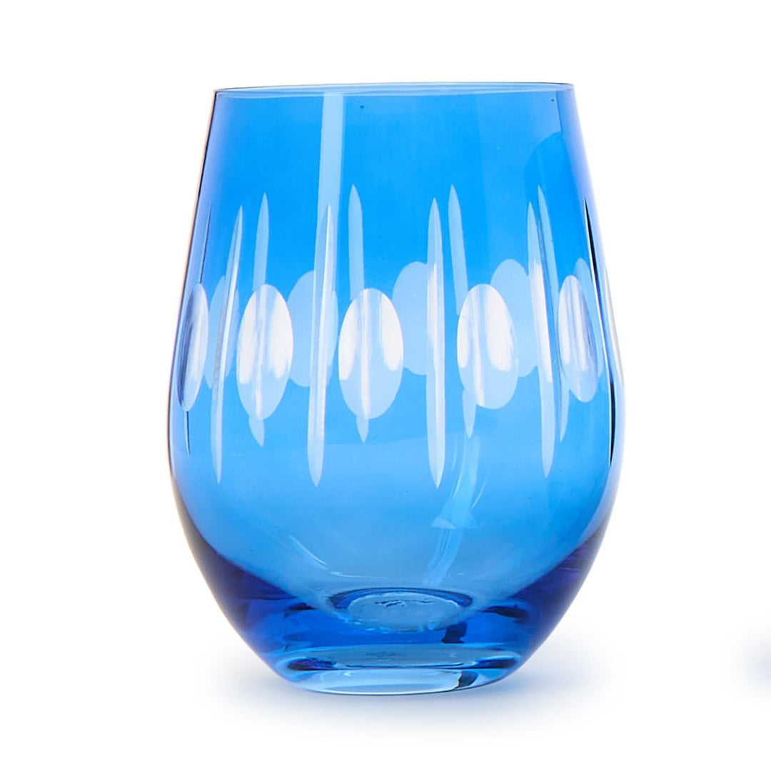 Blue Hand Engraved Stemless Wine Glasses - Set of 2 - Something Splendid Co.