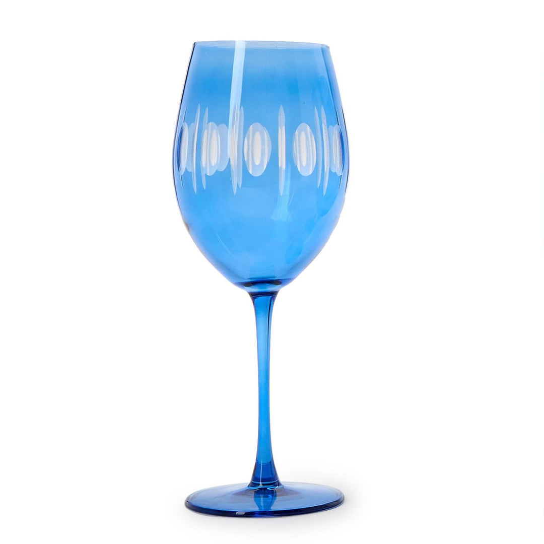 Blue Hand Engraved Stemmed Wine Glasses - Set of 2 - Something Splendid Co.