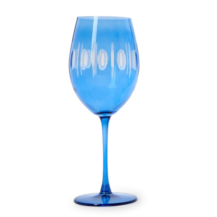 Blue Hand Engraved Stemmed Wine Glasses - Set of 2 - Something Splendid Co.