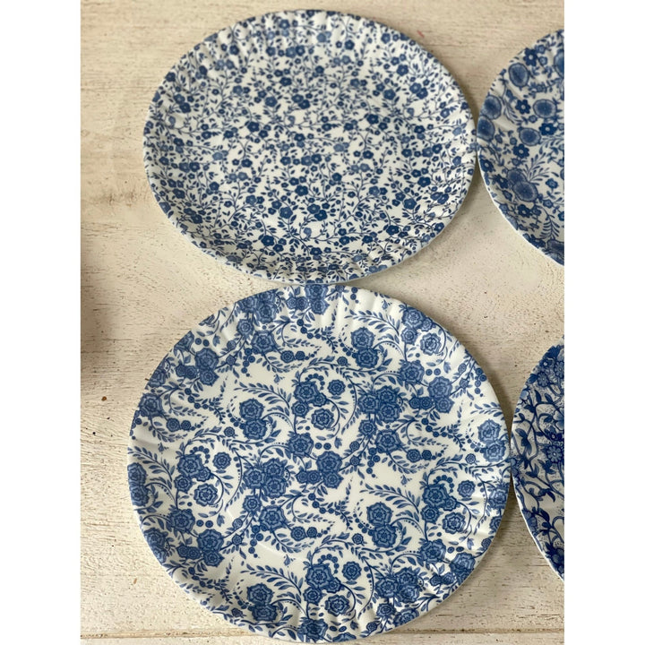 Blue & White Floral Melamine Plates - Something Splendid Co.