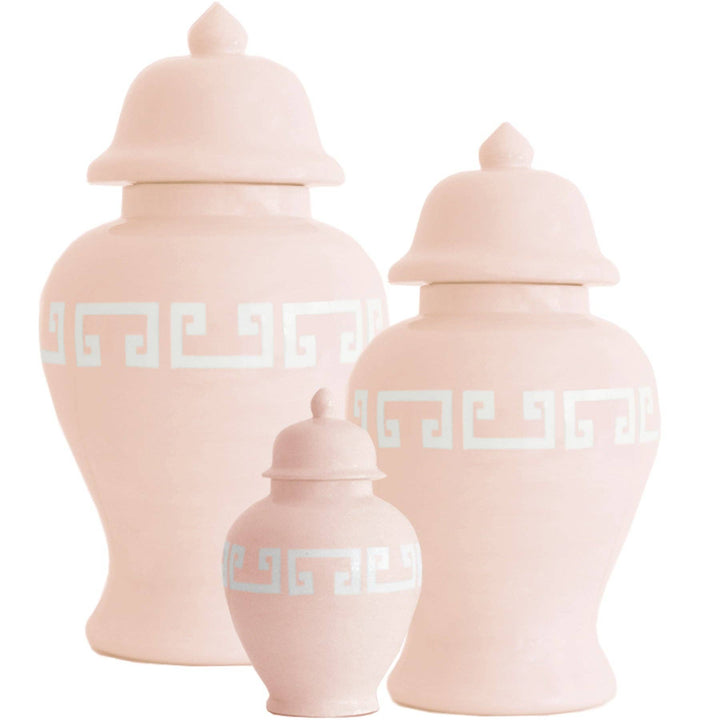 Blush Greek Key Ginger Jars - Something Splendid Co.