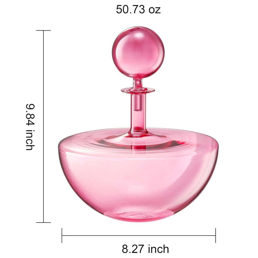 Blush Pink Low Arc Glass Wine Decanter Handblown - Something Splendid Co.