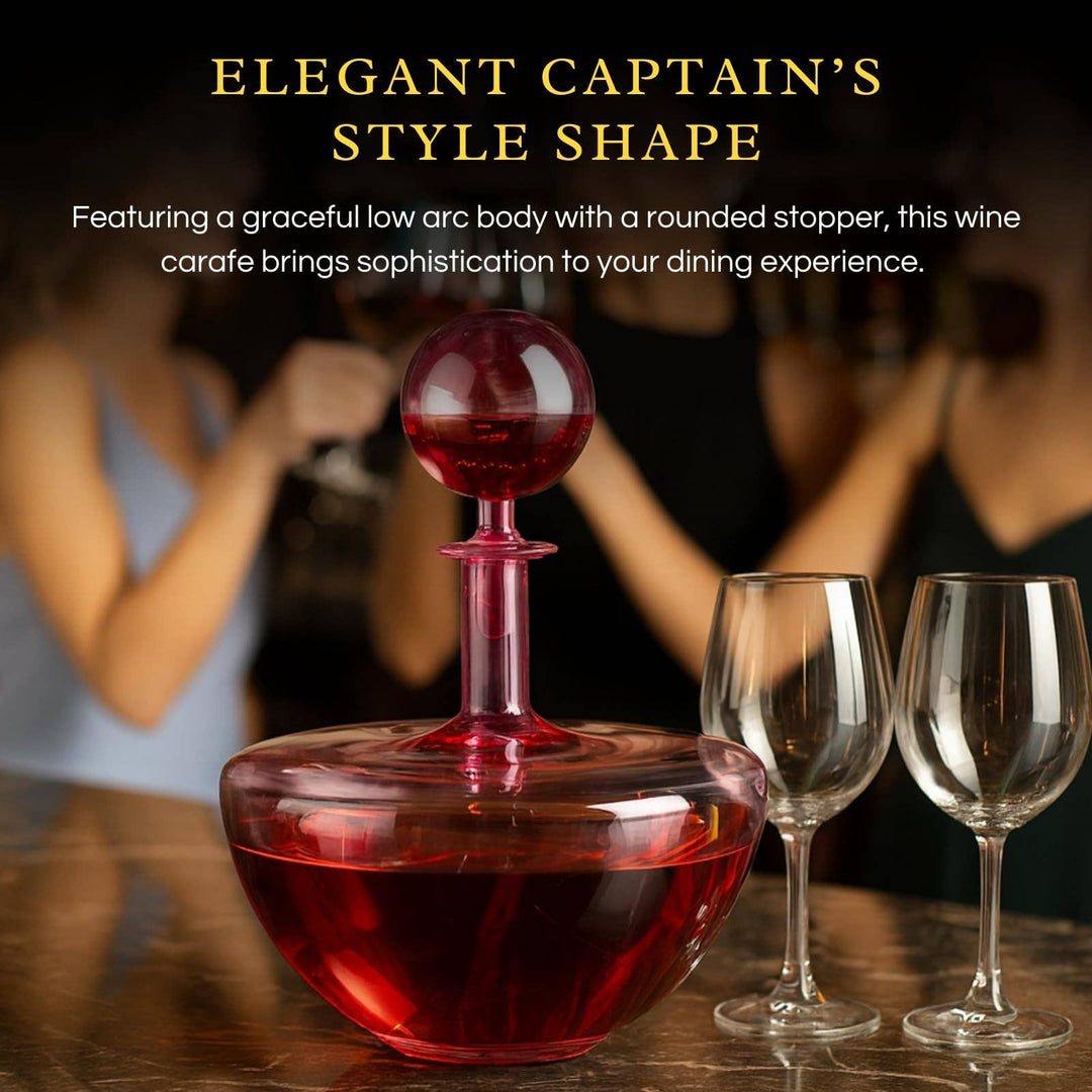 Blush Pink Low Arc Glass Wine Decanter Handblown - Something Splendid Co.