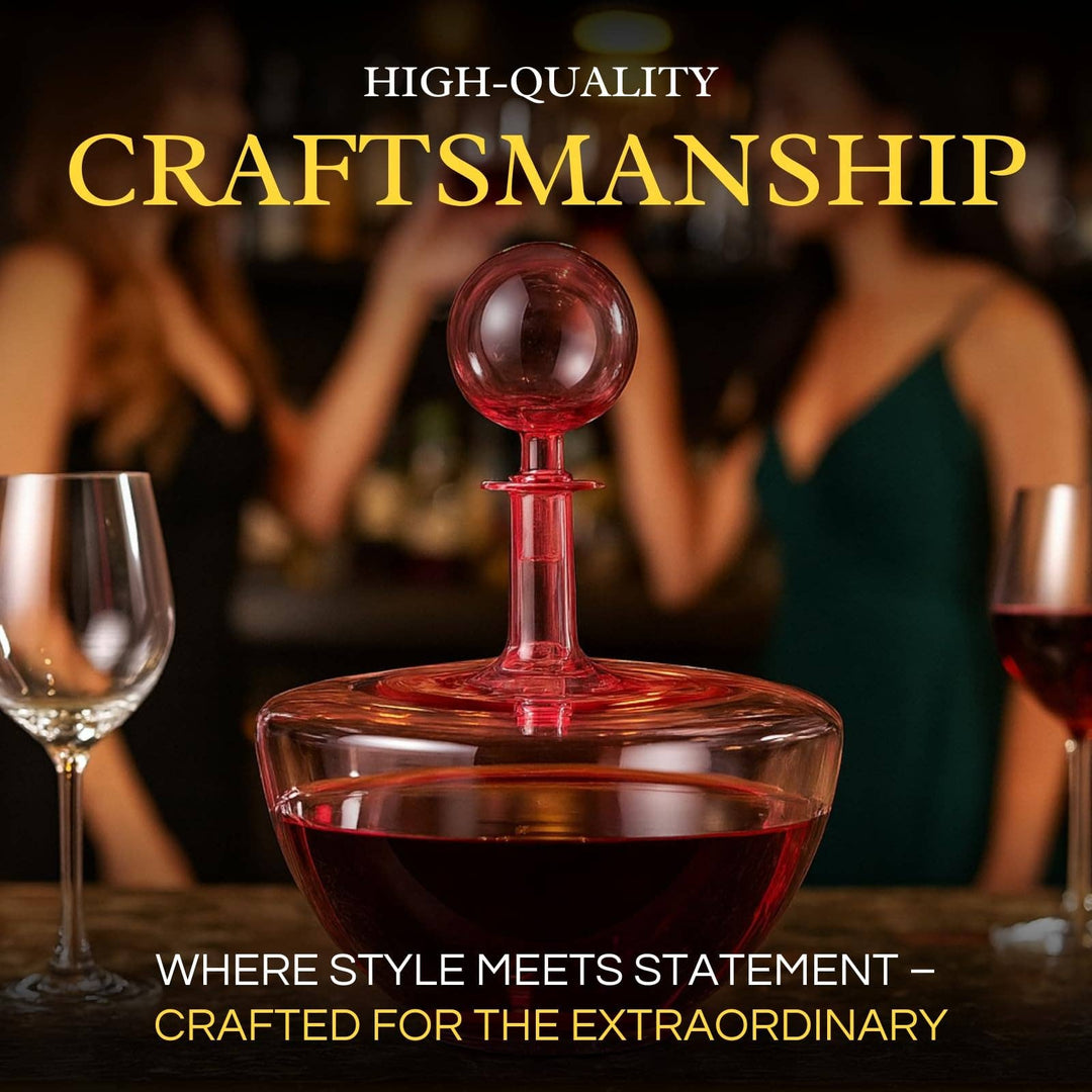 Blush Pink Low Arc Glass Wine Decanter Handblown - Something Splendid Co.