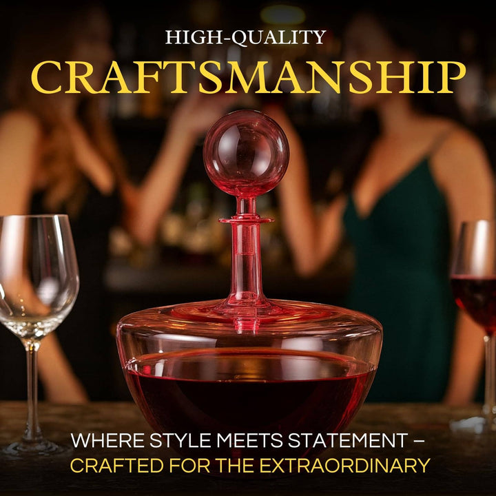 Blush Pink Low Arc Glass Wine Decanter Handblown - Something Splendid Co.