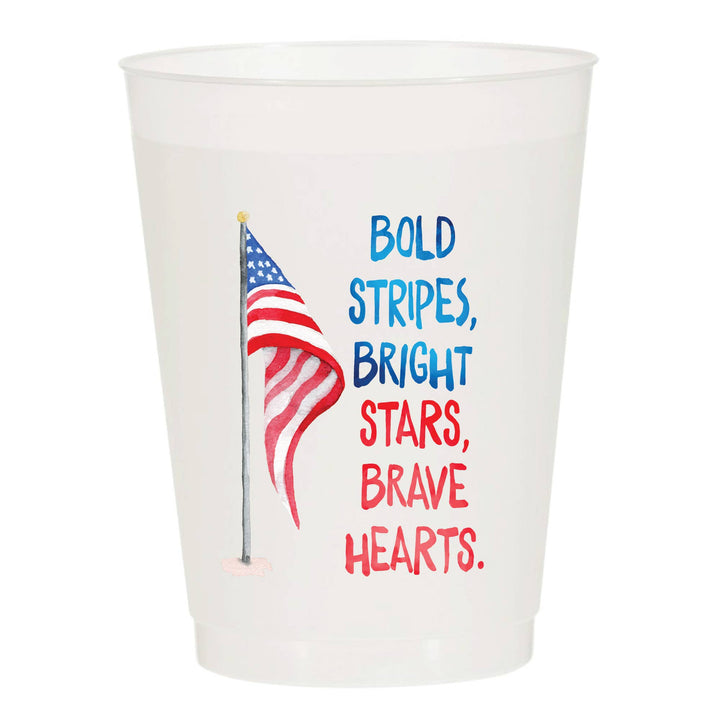 Bold Stripes Bright Stars Frosted Cups - Patriotic - Something Splendid Co.