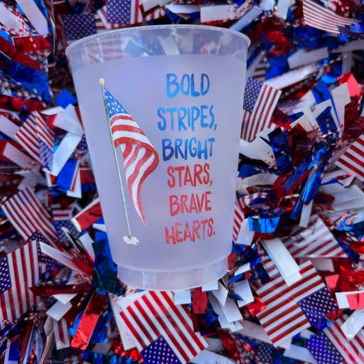 Bold Stripes Bright Stars Frosted Cups - Patriotic - Something Splendid Co.