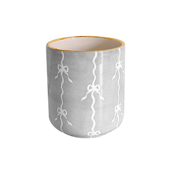 Bow Stripe Vase with 22K Gold Accent - Something Splendid Co.