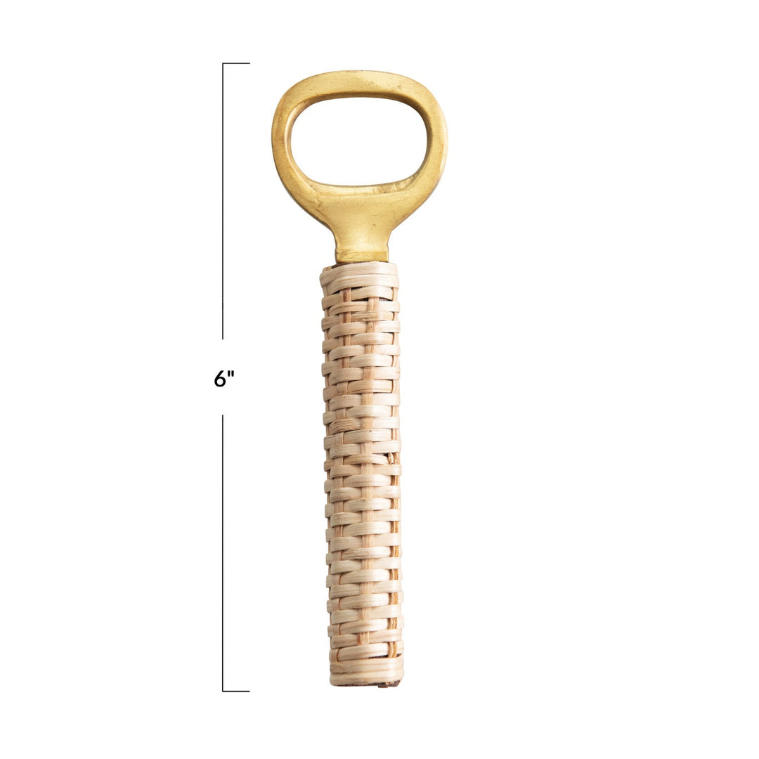 Brass Bottle Opener with Bamboo Wrapped Handle - Something Splendid Co.