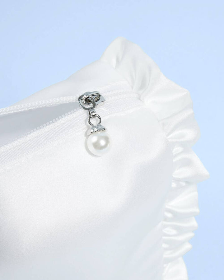 Bride Beauty Cosmetic Bag - embroidered satin, Bachelorette - Something Splendid Co.