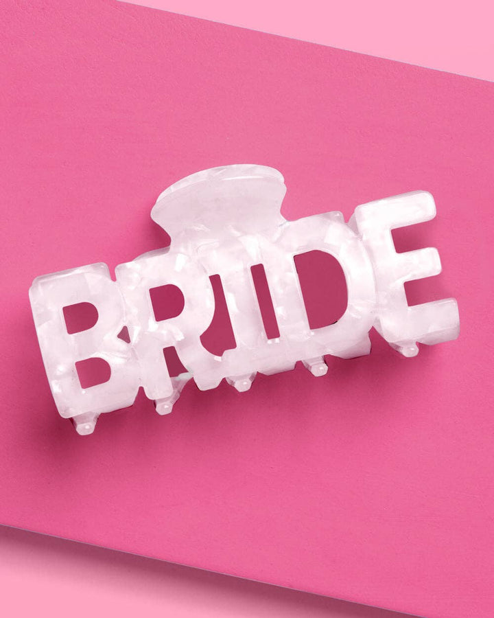 Bride Word Claw Clip | white marble, bridal hair, bach party - Something Splendid Co.