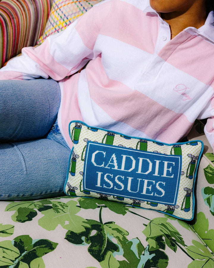 Caddie Issues Needlepoint Pillow - Something Splendid Co.