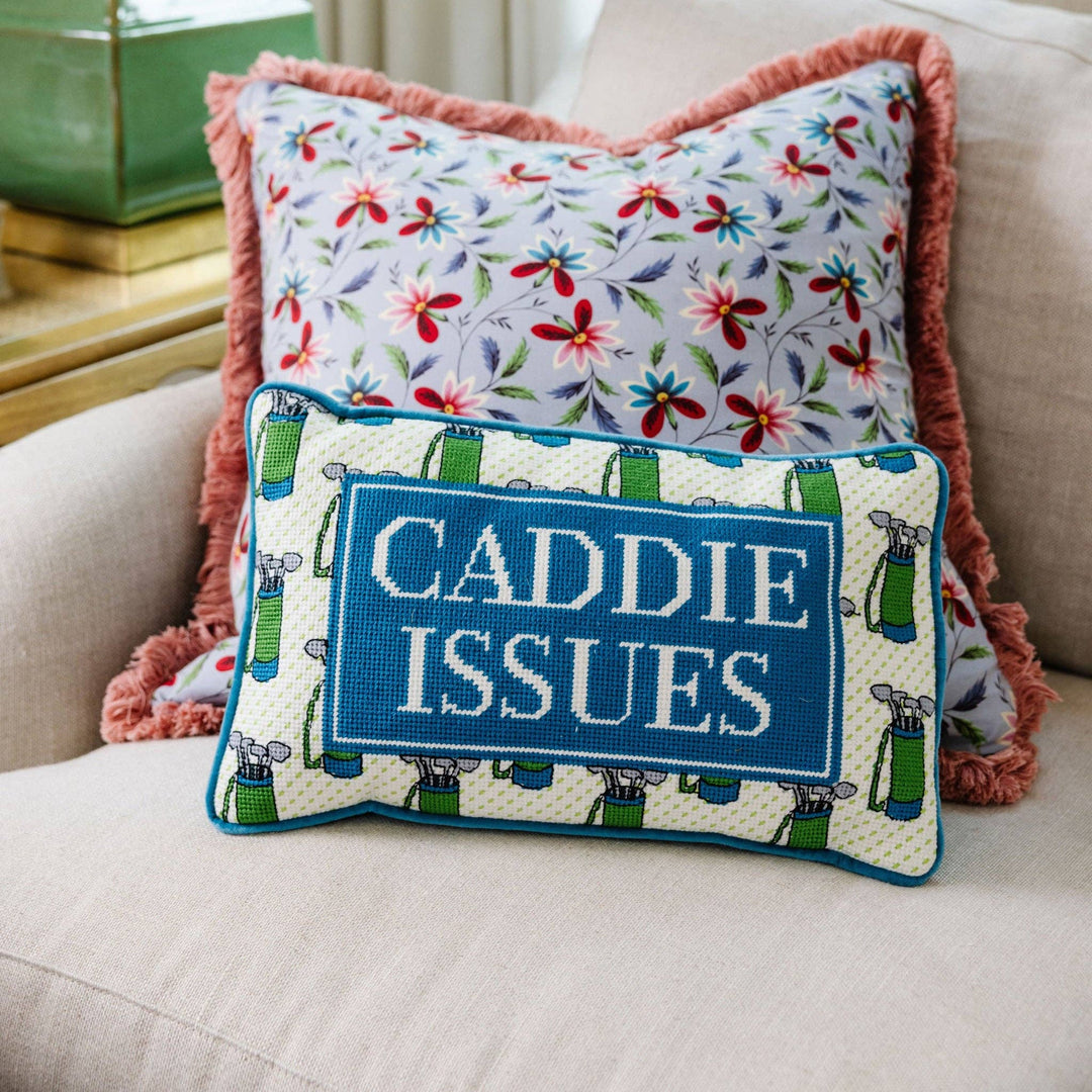 Caddie Issues Needlepoint Pillow - Something Splendid Co.