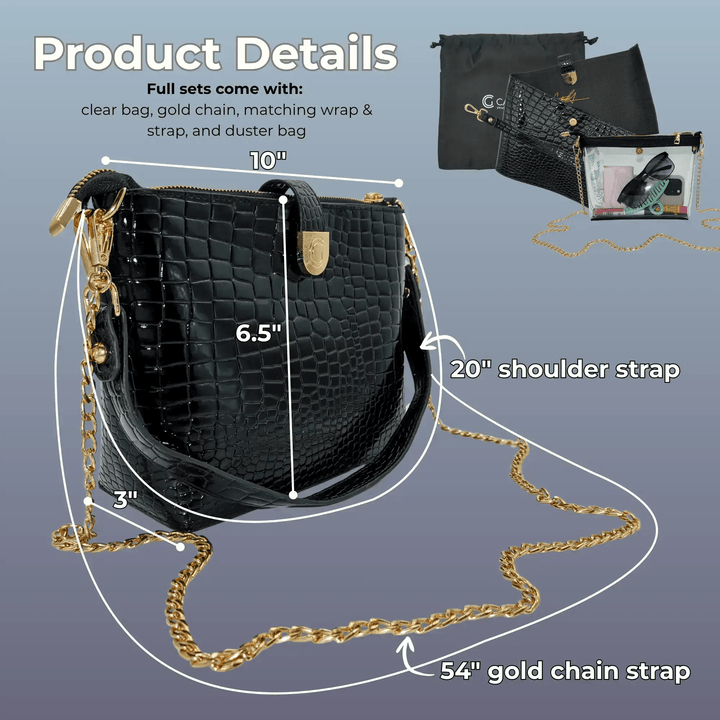 Caitie G Signature Bag - Black Alligator - Something Splendid Co.