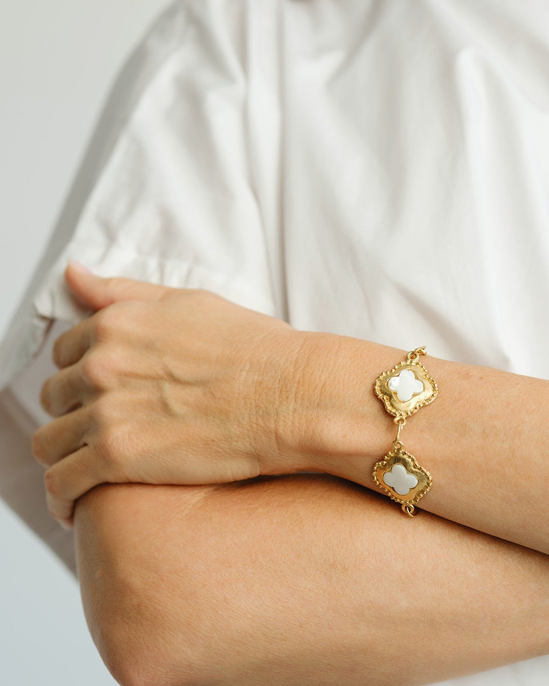 Camellia Clover Linked Bracelet - Something Splendid Co.
