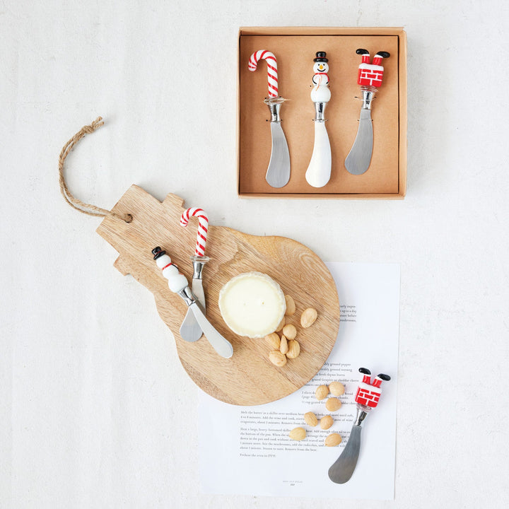 Canape Knives with Glass Holiday Icon Handle, Boxed Set of 3 - Something Splendid Co.