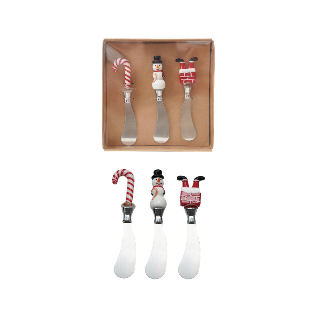Canape Knives with Glass Holiday Icon Handle, Boxed Set of 3 - Something Splendid Co.