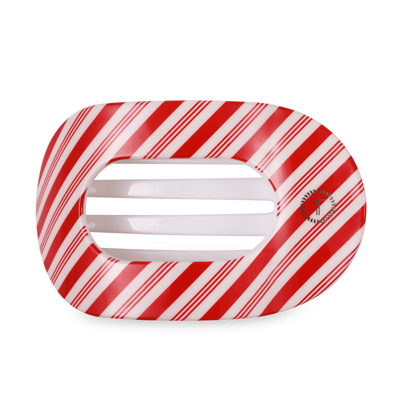 Candy Cane Crush Large Flat Round Hair Clip - Something Splendid Co.