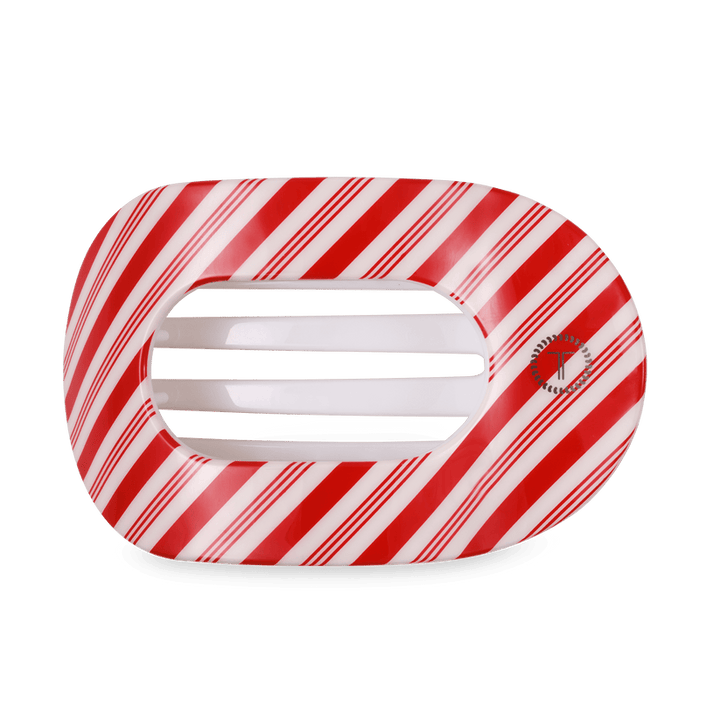 Candy Cane Crush Large Flat Round Hair Clip - Something Splendid Co.