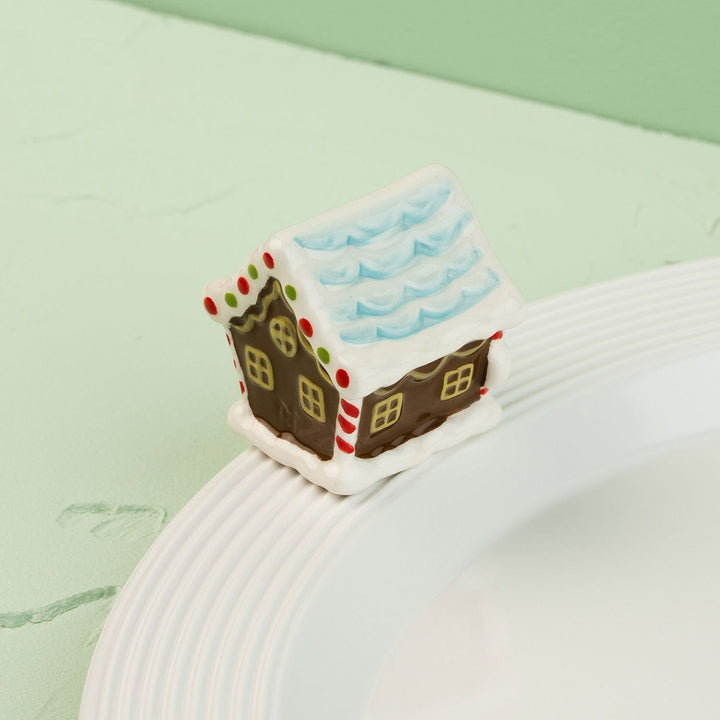 Candyland Lane Mini by Nora Fleming — hand-painted ceramic frosted gingerbread house (alternate view)