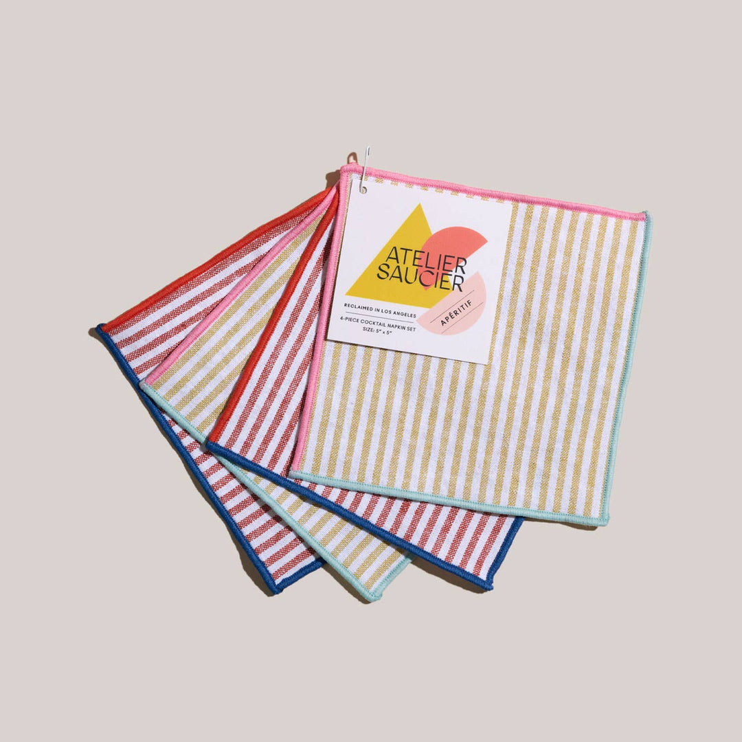 Carnival Stripe Cocktail Napkins | Set of 4 - Something Splendid Co.